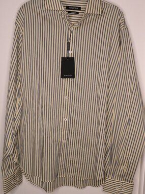 NWT Bugatchi "Lemon" Striped Long Sleeve Button Down Shirt